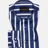 Cardinal Navy Blue Premium Cotton Stripes Shirt - John Ellies