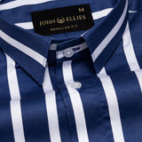 Cardinal Navy Blue Premium Cotton Stripes Shirt - John Ellies