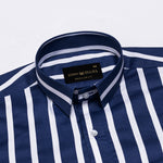Cardinal Navy Blue Premium Cotton Stripes Shirt - John Ellies