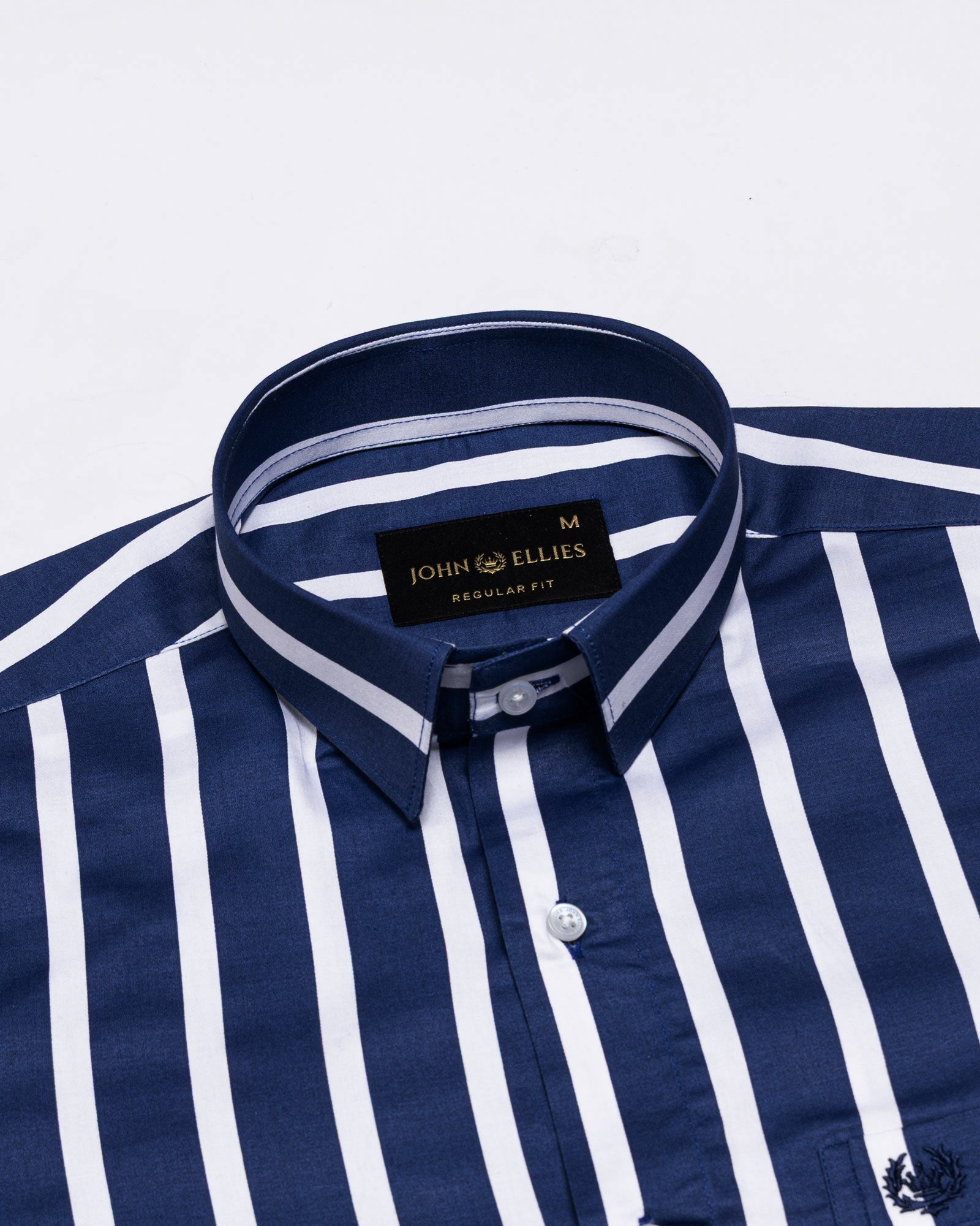 Cardinal Navy Blue Premium Cotton Stripes Shirt - John Ellies