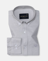 Regent Silver Plain Button Down Oxford Cotton Shirt