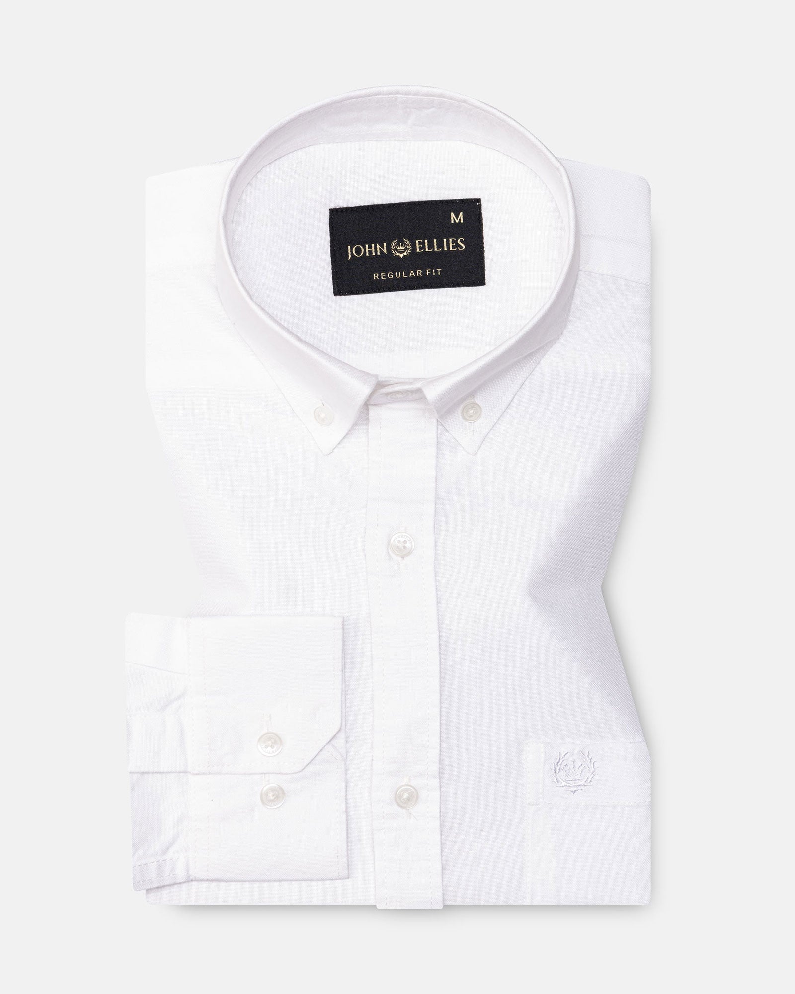 Regent White Plain Button Down Oxford Cotton Shirt - John Ellies