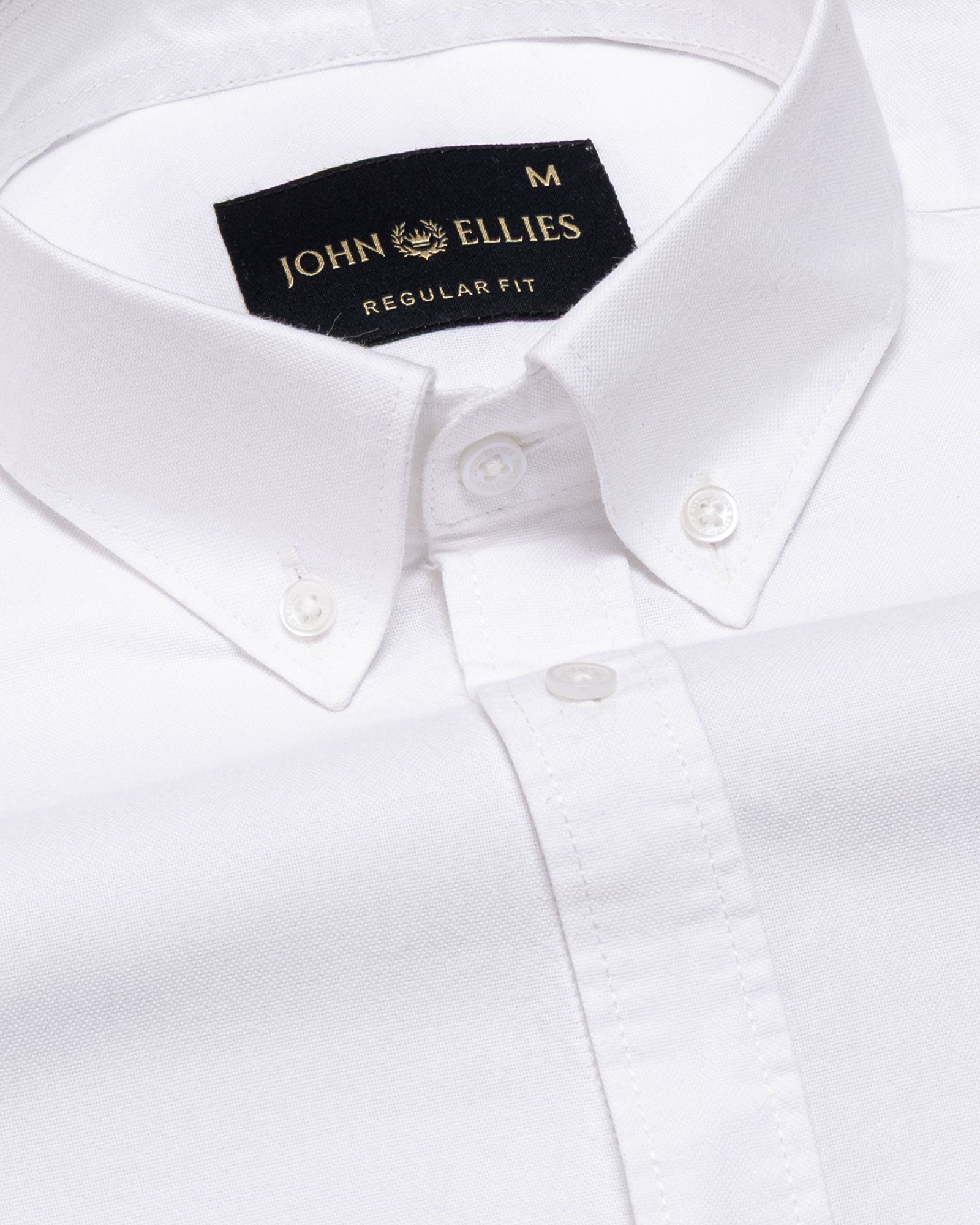 Regent White Plain Button Down Oxford Cotton Shirt - John Ellies