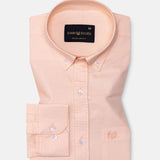 Regent Peach Plain Button Down Oxford Cotton Shirt - John Ellies