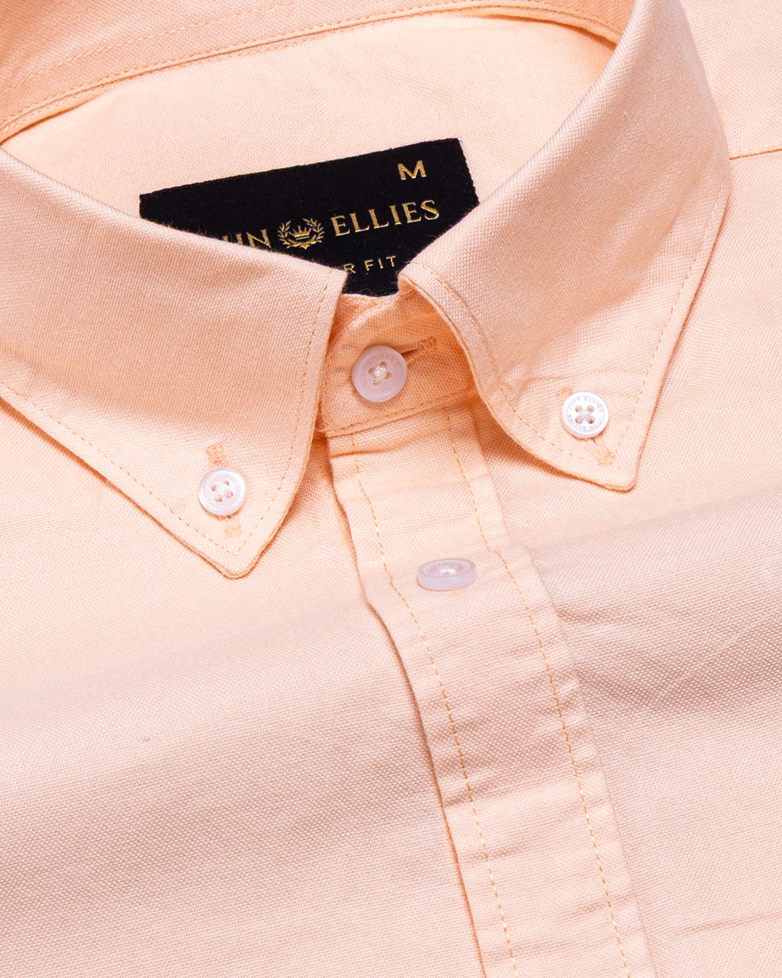 Regent Peach Plain Button Down Oxford Cotton Shirt - John Ellies