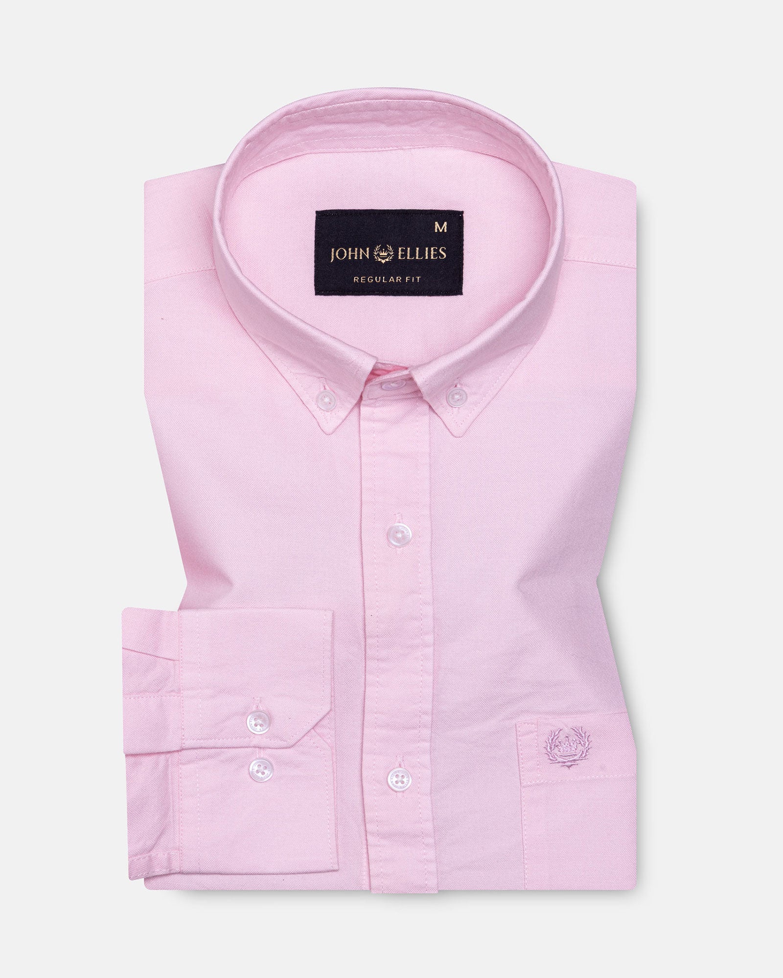 Regent Pink Plain Button Down Oxford Cotton Shirt - John Ellies