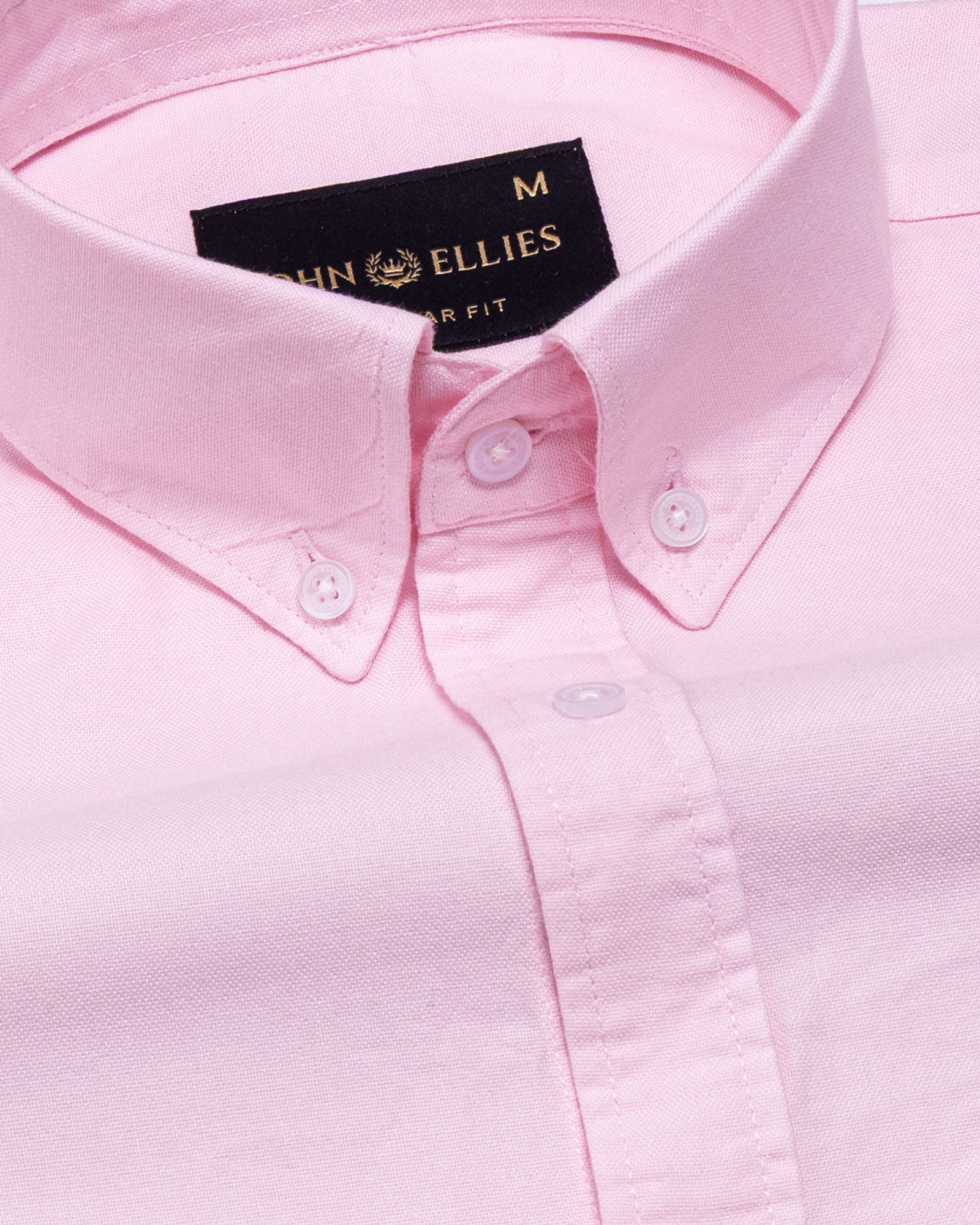 Regent Pink Plain Button Down Oxford Cotton Shirt - John Ellies