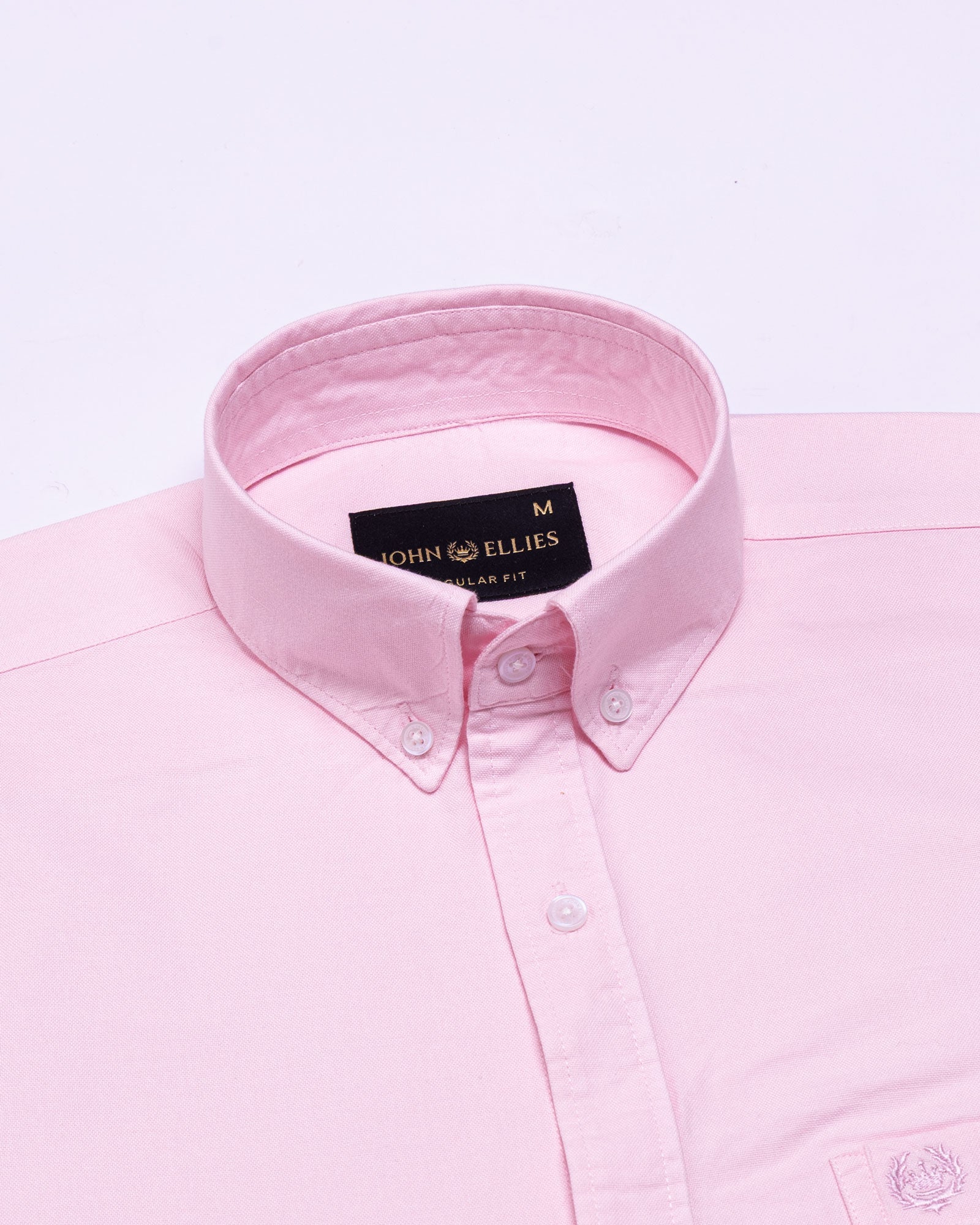 Regent Pink Plain Button Down Oxford Cotton Shirt - John Ellies