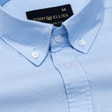 Regent Sky Blue Plain Button Down Oxford Cotton Shirt - John Ellies
