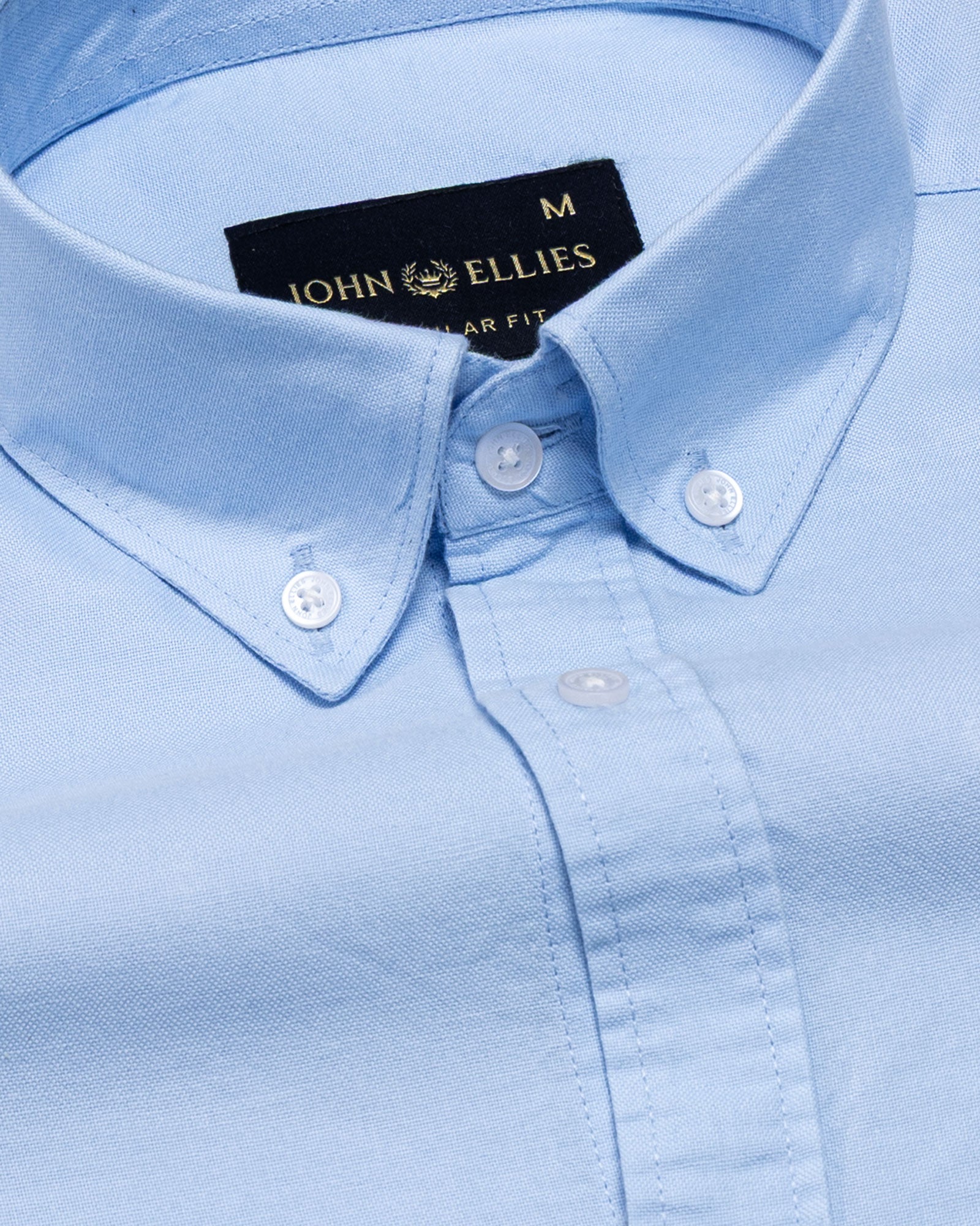 Regent Sky Blue Plain Button Down Oxford Cotton Shirt - John Ellies