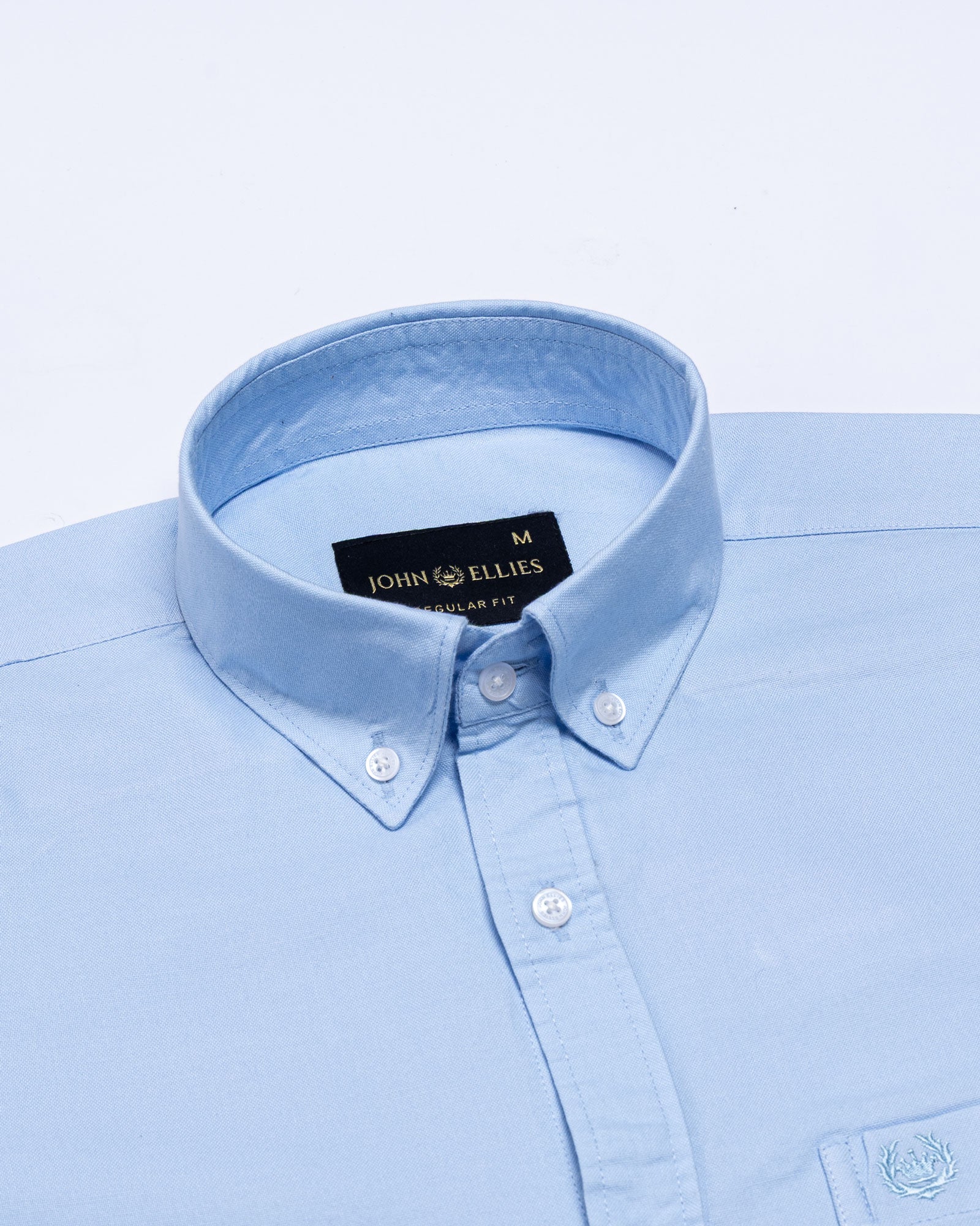 Regent Sky Blue Plain Button Down Oxford Cotton Shirt - John Ellies