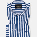 Holend Navy Blue Premium Cotton Stripes Shirt - John Ellies