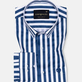 Holend Navy Blue Premium Cotton Stripes Shirt - John Ellies