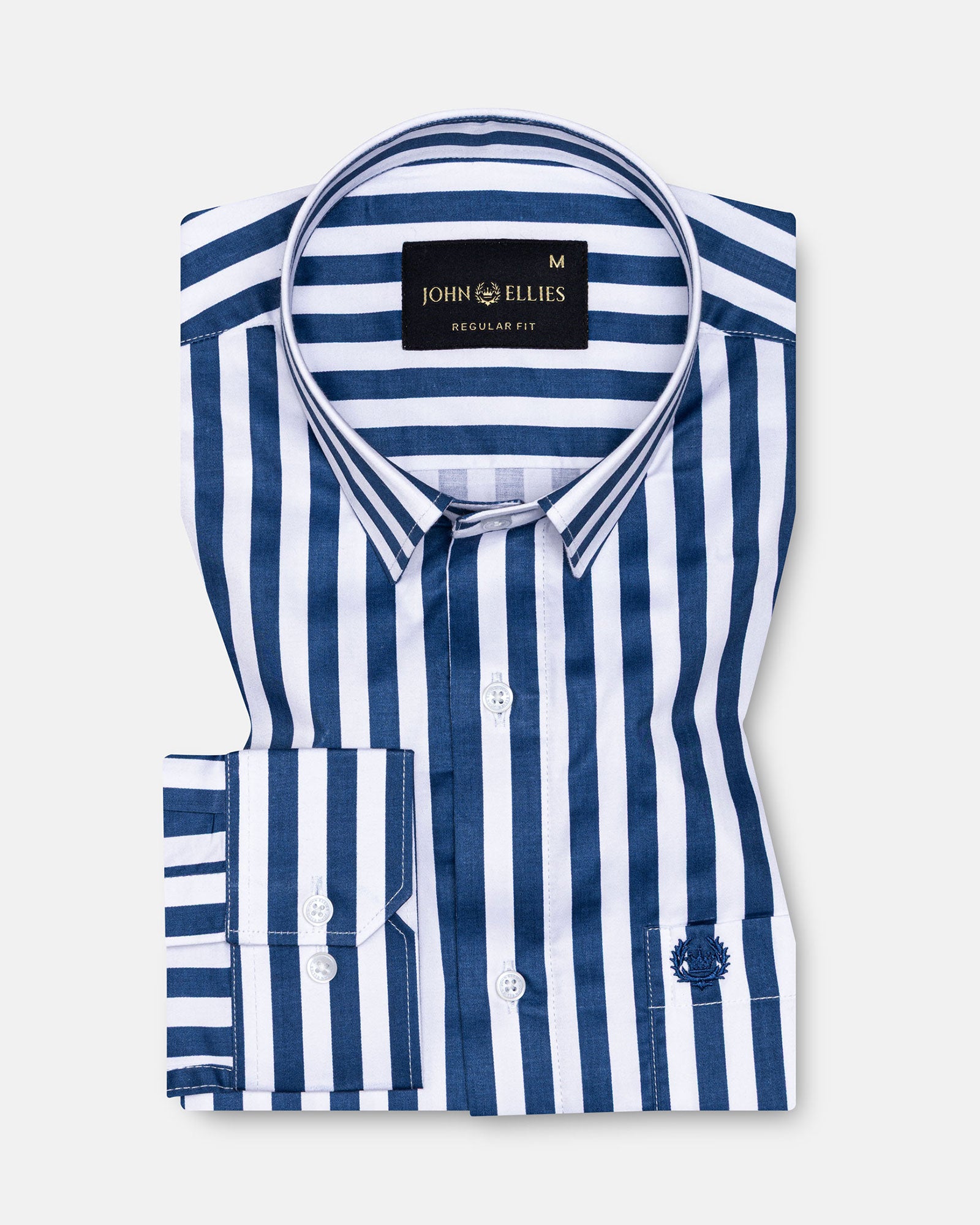 Holend Navy Blue Premium Cotton Stripes Shirt - John Ellies