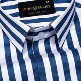 Holend Navy Blue Premium Cotton Stripes Shirt - John Ellies