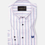 Magath Pink And Blue Stripes Premium Cotton Shirt - John Ellies