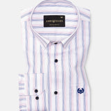 Magath Pink And Blue Stripes Premium Cotton Shirt - John Ellies