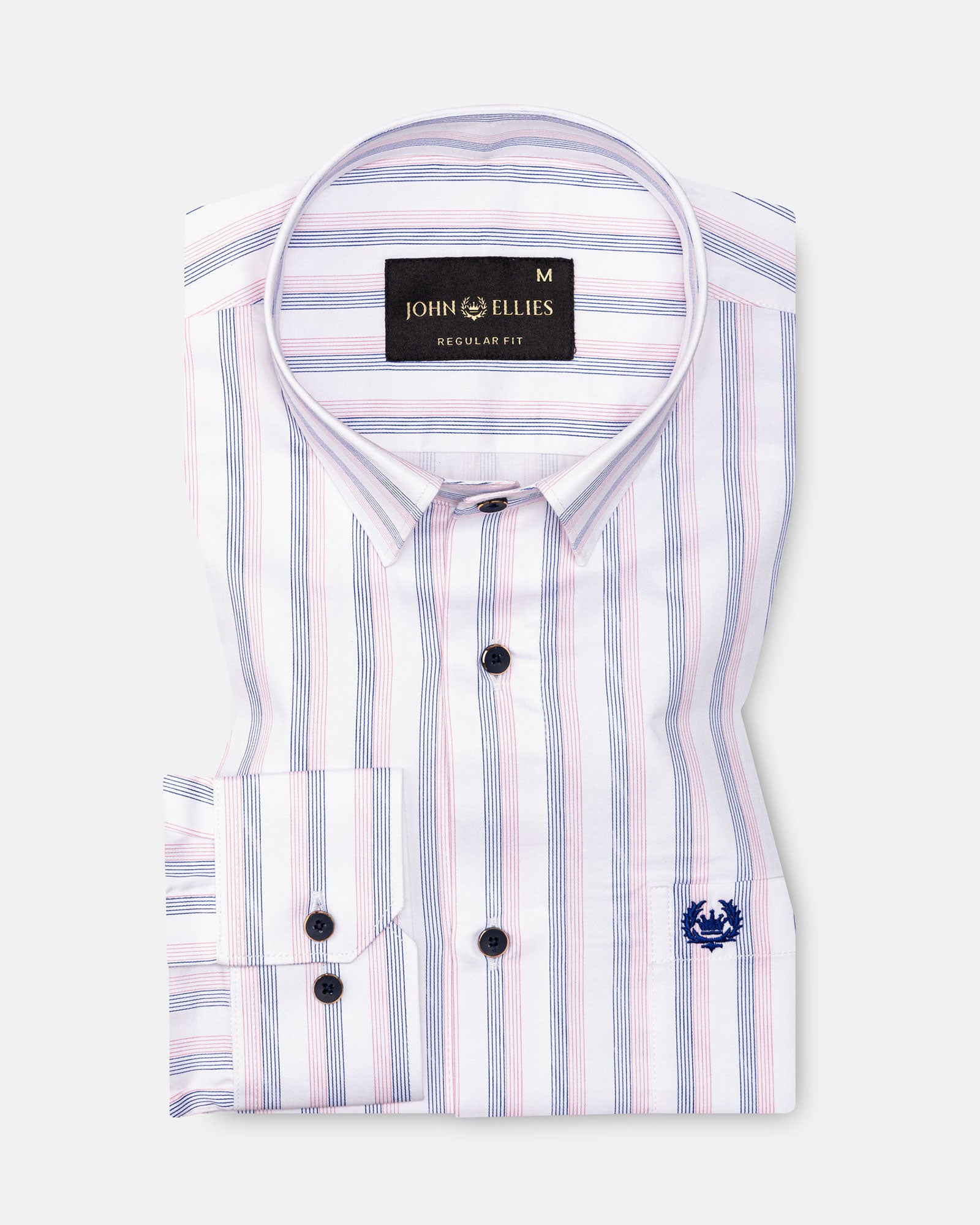 Magath Pink And Blue Stripes Premium Cotton Shirt - John Ellies