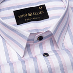 Magath Pink And Blue Stripes Premium Cotton Shirt - John Ellies