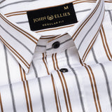 Magath Brown Stripes Premium Cotton Shirt - John Ellies