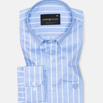 Magath Soft Blue Stripes Premium Cotton Shirt - John Ellies