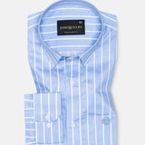 Magath Soft Blue Stripes Premium Cotton Shirt - John Ellies