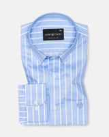 Magath Soft Blue Stripes Premium Cotton Shirt