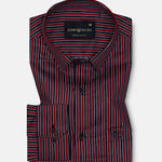 Magath Red And Black Stripes Premium Cotton Shirt - John Ellies