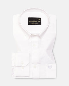 Zink White Plain Cotton Shirt - John Ellies