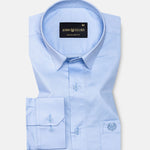 Zink Sky Blue Plain Cotton Shirt - John Ellies