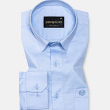 Zink Sky Blue Plain Cotton Shirt - John Ellies