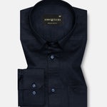 Zink Navy Blue Plain Cotton Shirt - John Ellies