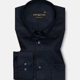 Zink Navy Blue Plain Cotton Shirt - John Ellies