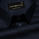 Zink Navy Blue Plain Cotton Shirt - John Ellies