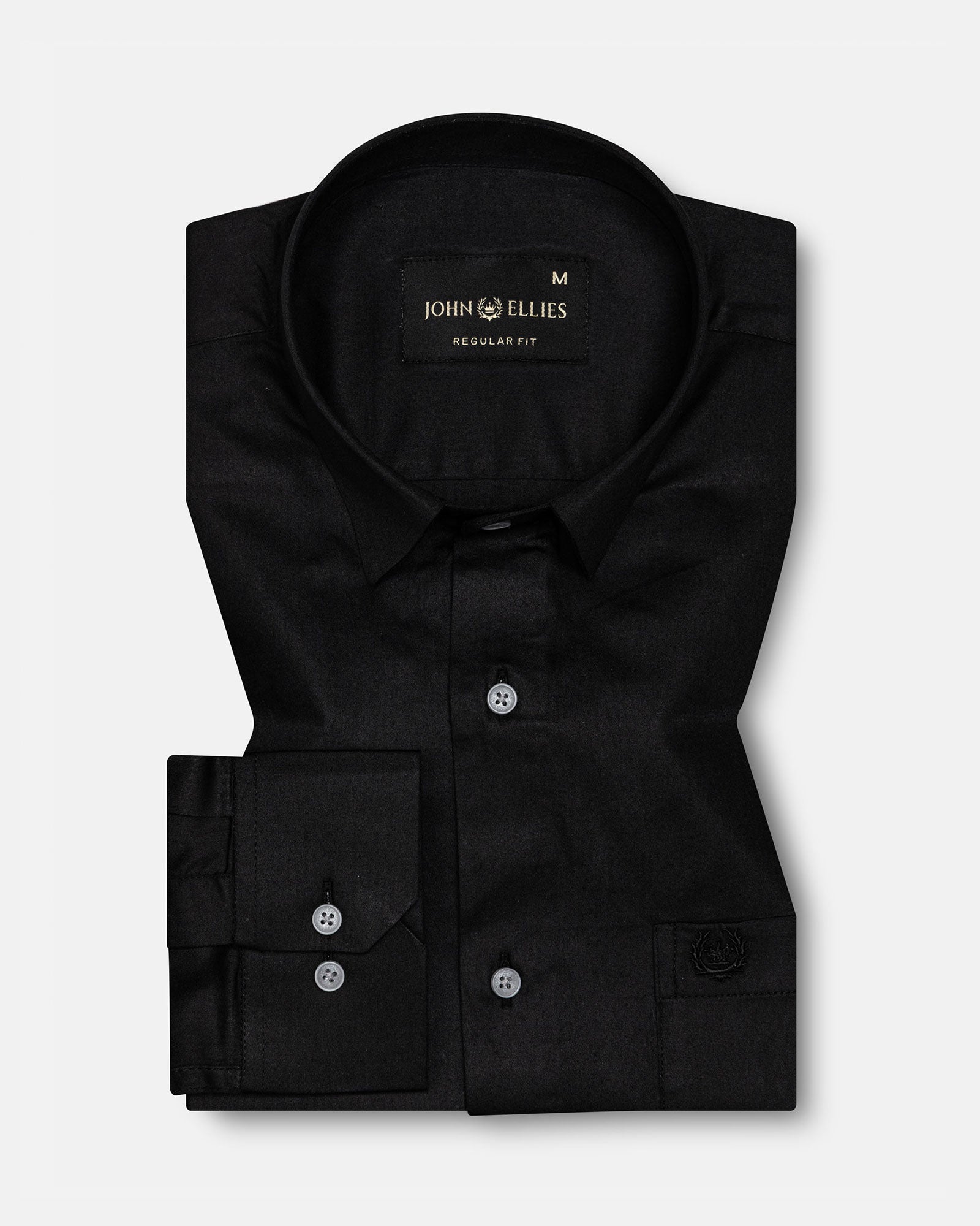 Zink Black Plain Cotton Shirt - John Ellies
