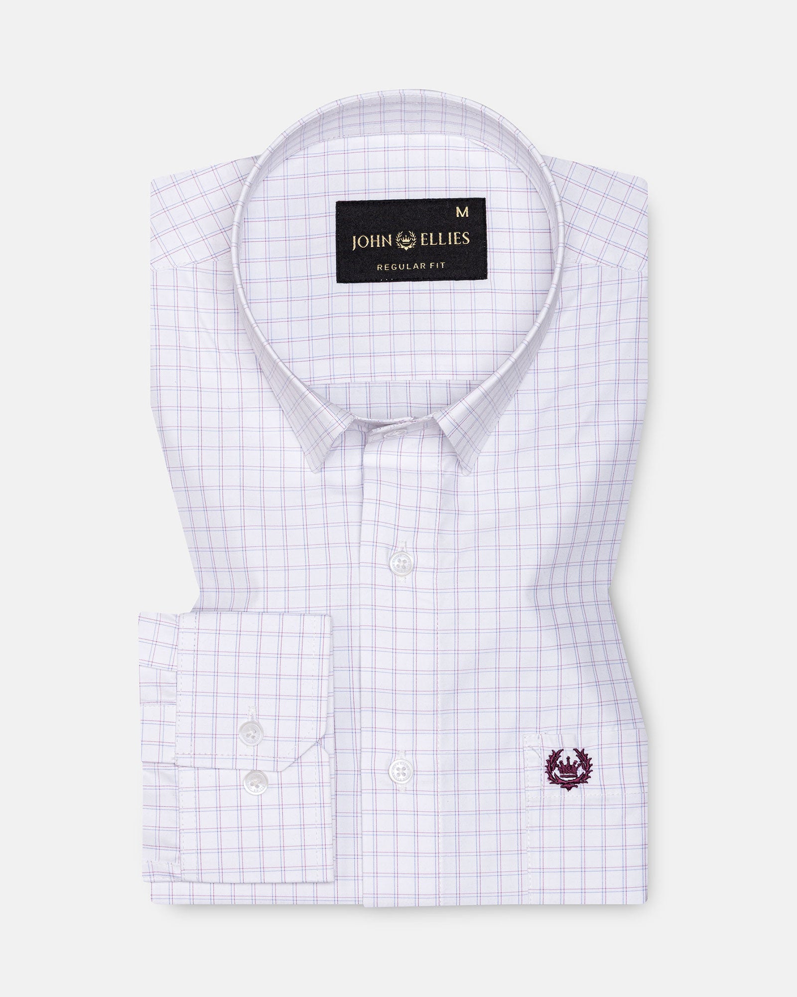 Helston Maroon Check Cotton Shirt - John Ellies