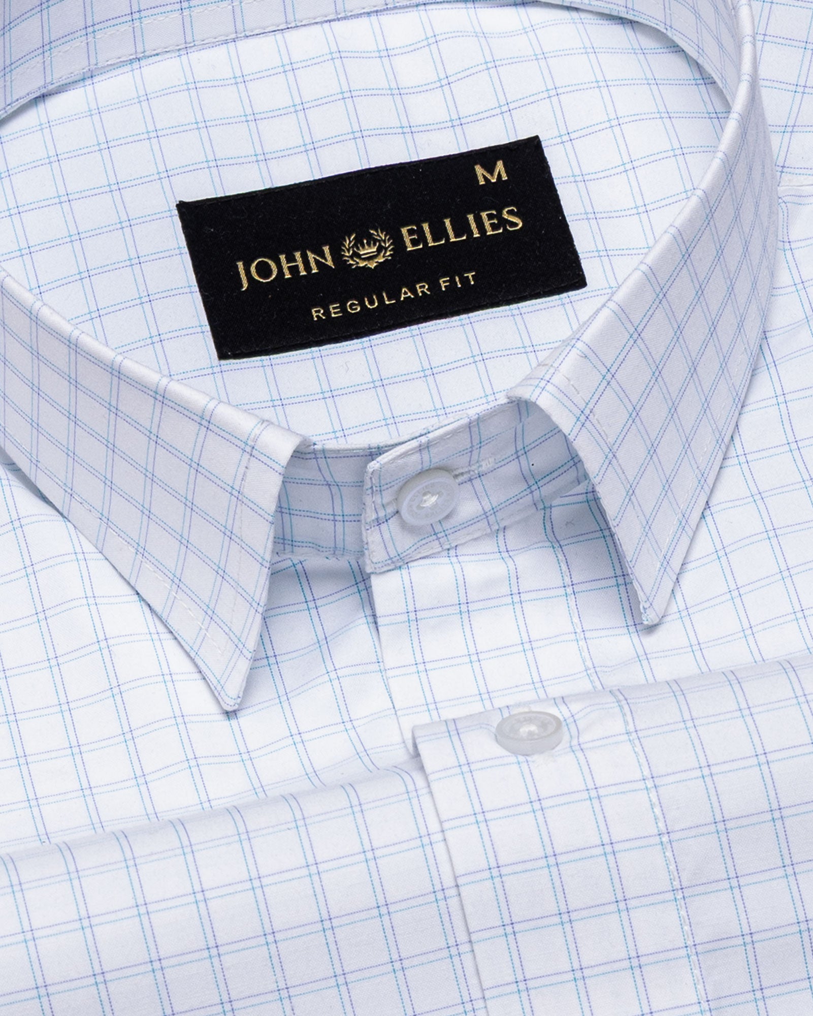 Helston Cyan Check Cotton Shirt - John Ellies
