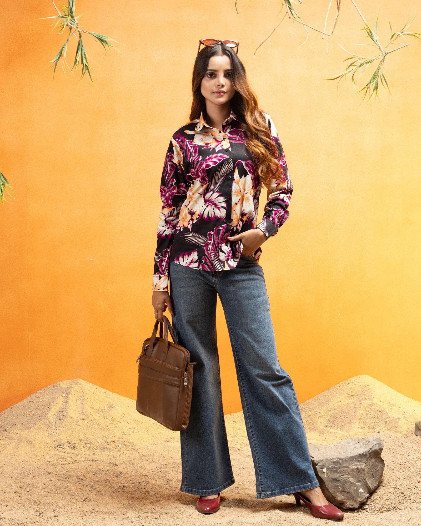 Bloom Pink Design Cotton Women Shirt - John Ellies