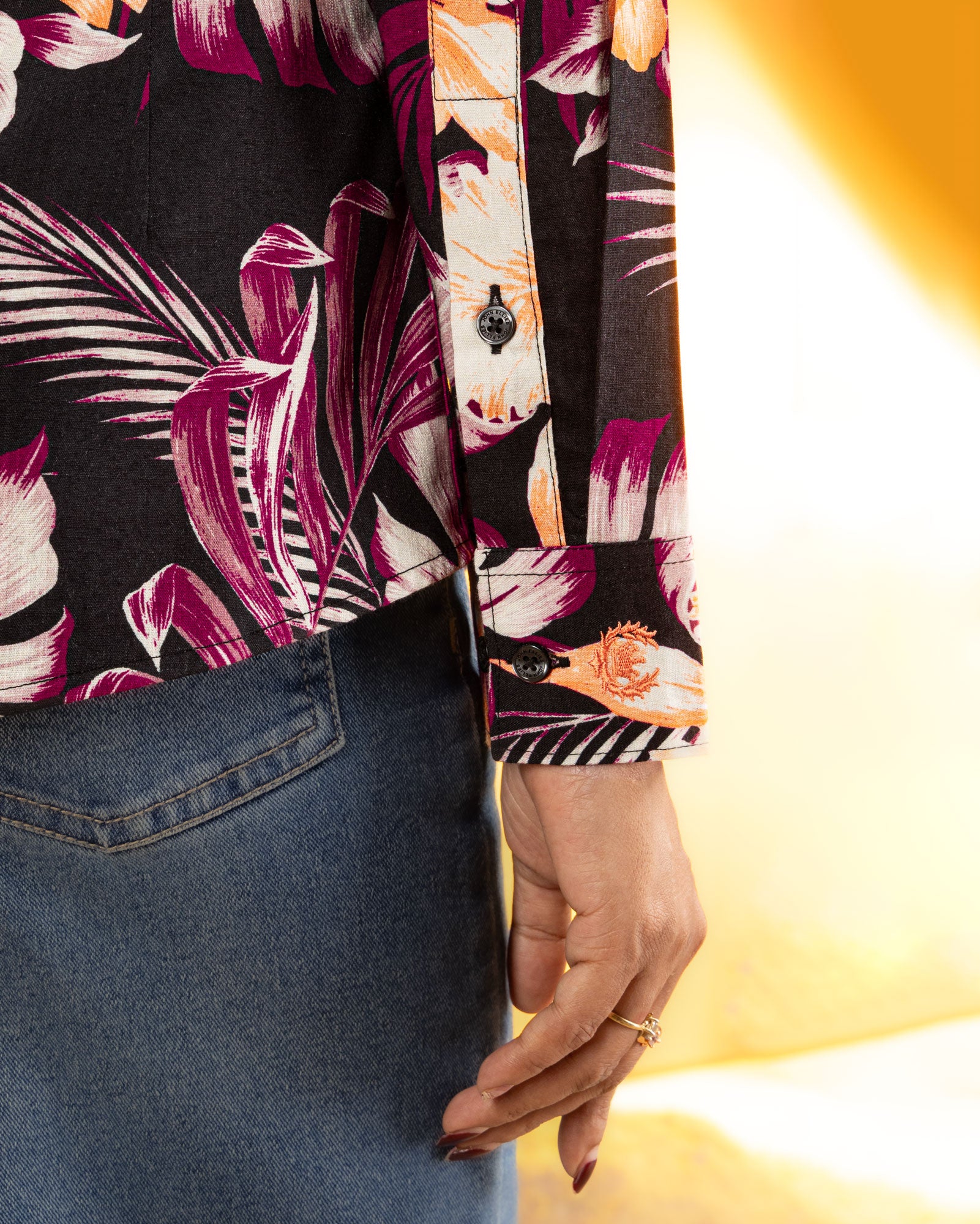 Bloom Pink Design Cotton Women Shirt - John Ellies
