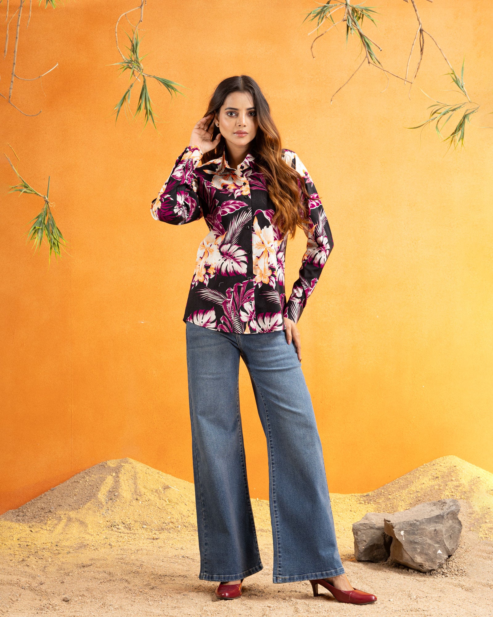 Bloom Pink Design Cotton Women Shirt - John Ellies