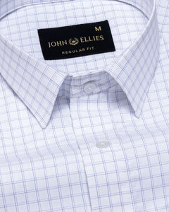 Helston Navy Blue Check Cotton Shirt - John Ellies
