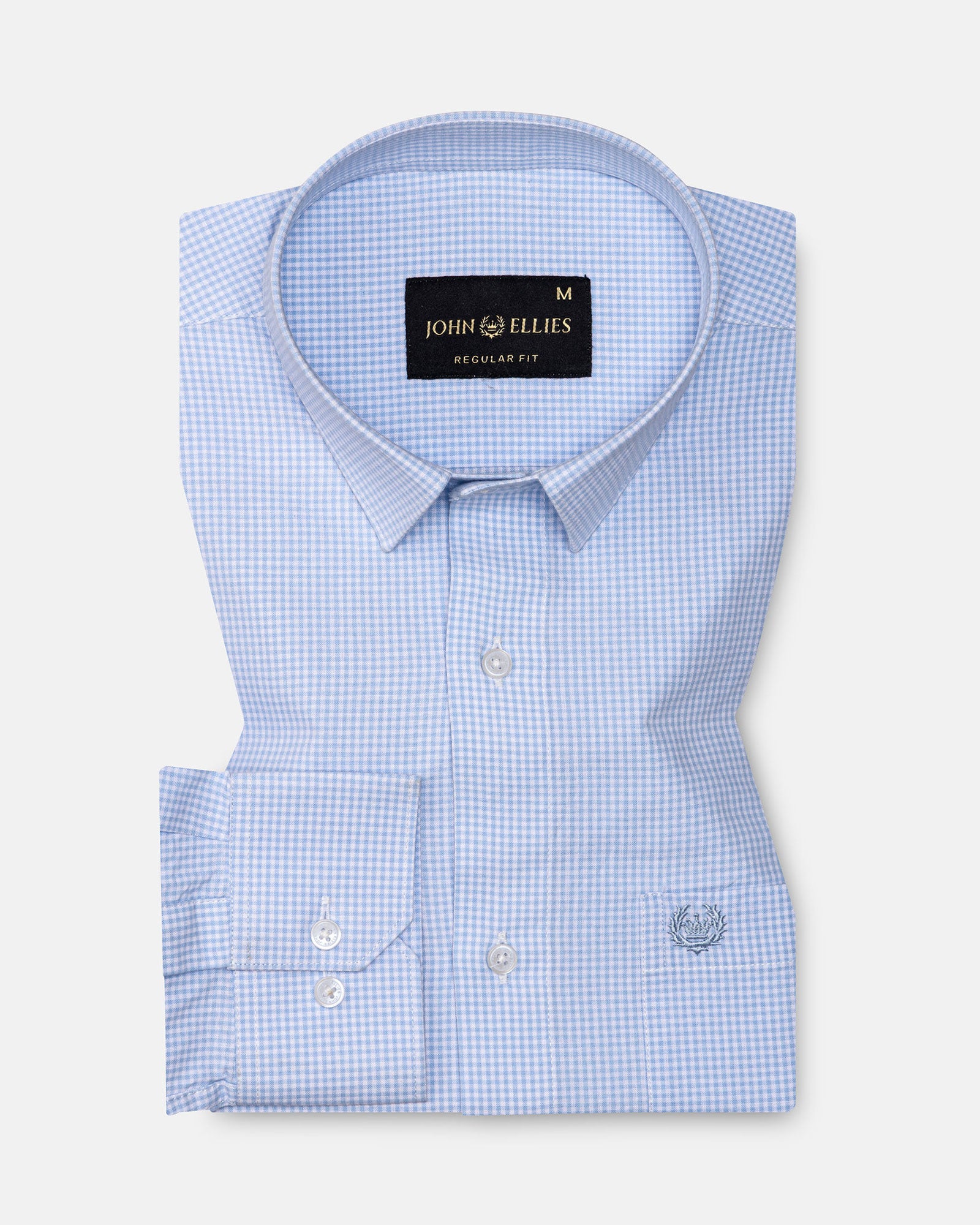 Vindsor Sky Blue Check Oxford Cotton Shirt - John Ellies