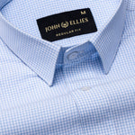 Vindsor Sky Blue Check Oxford Cotton Shirt - John Ellies