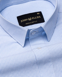 Vindsor Sky Blue Check Oxford Cotton Shirt - John Ellies