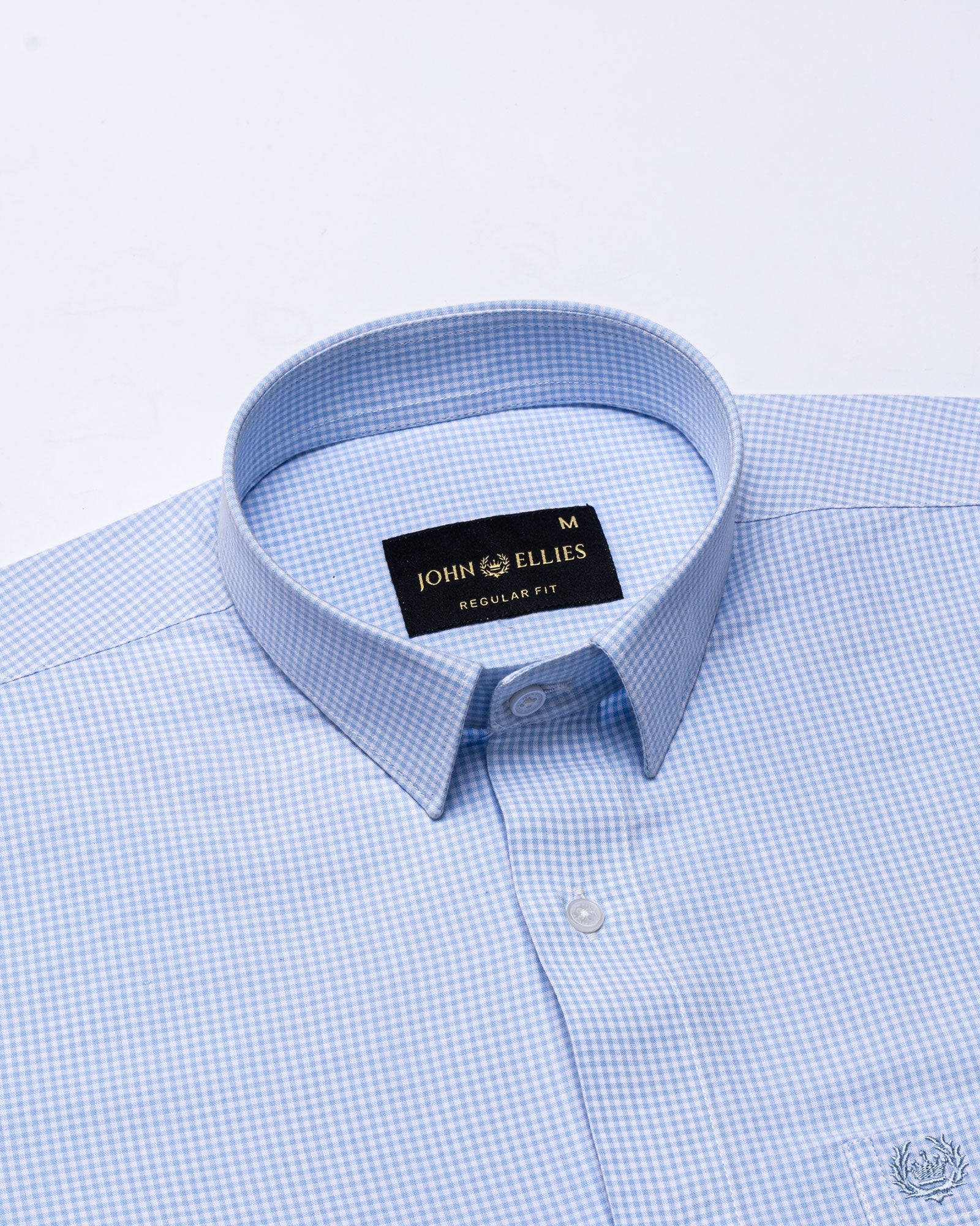 Vindsor Sky Blue Check Oxford Cotton Shirt - John Ellies