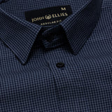 Vindsor Navy Blue Check Oxford Cotton Shirt - John Ellies
