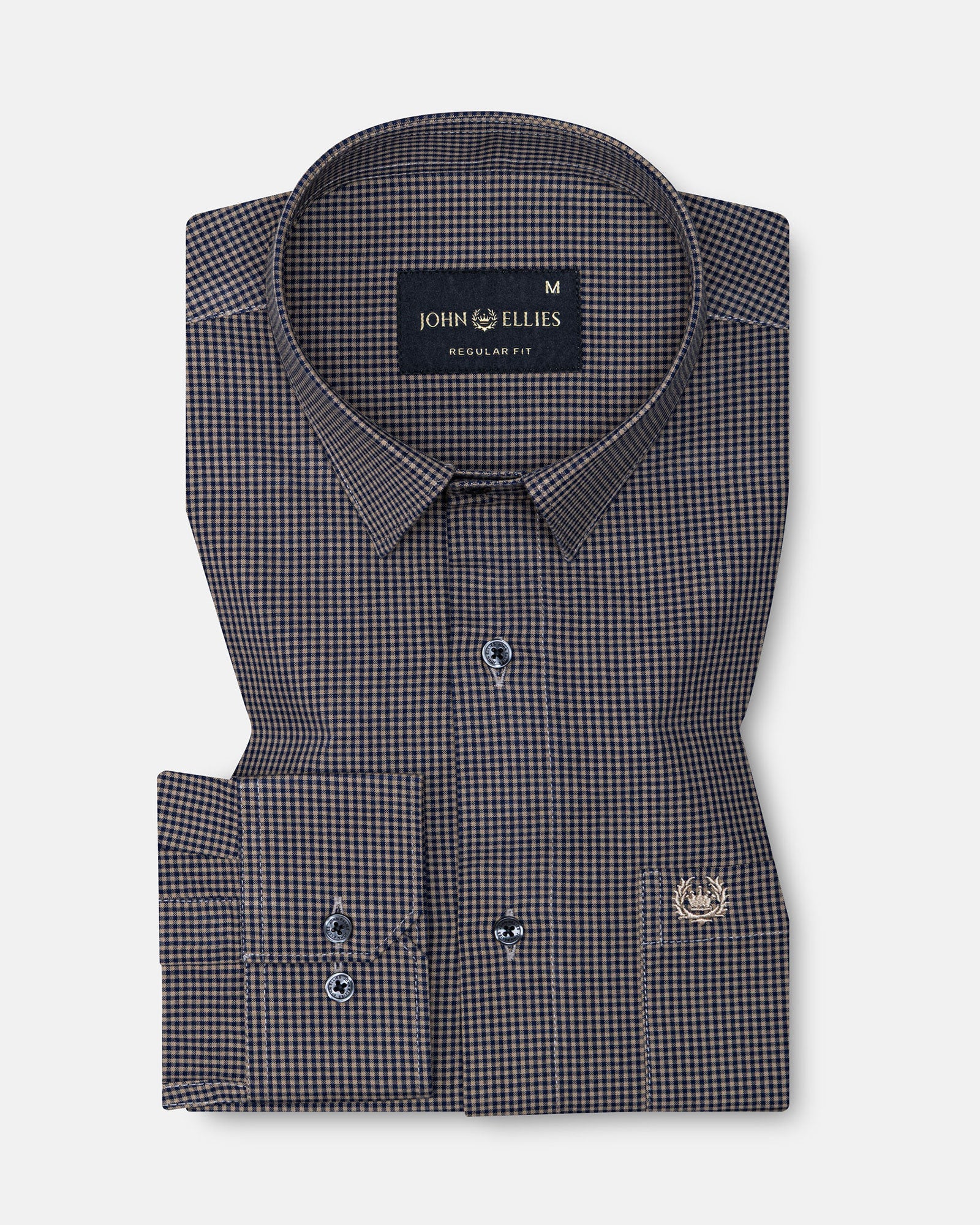 Vindsor Khaki Check Oxford Cotton Shirt - John Ellies