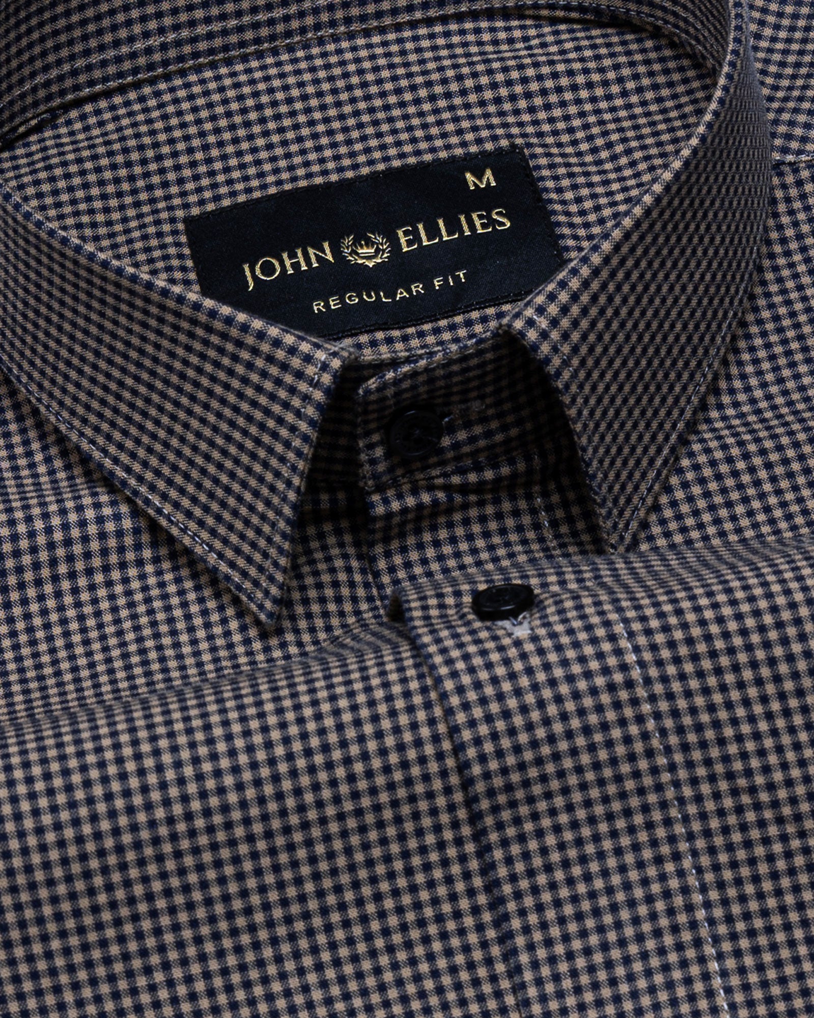 Vindsor Khaki Check Oxford Cotton Shirt - John Ellies
