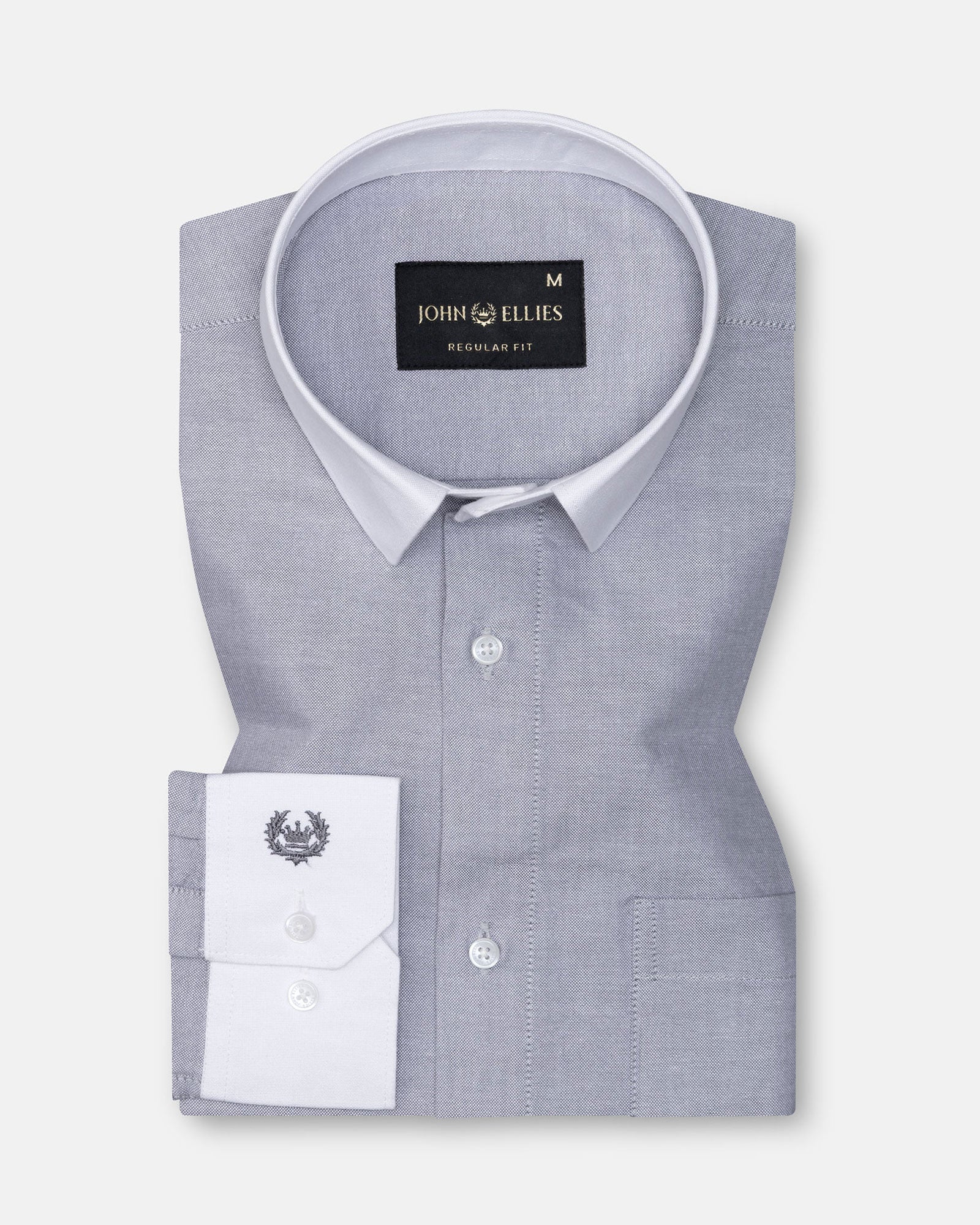 Historia Black White Cuff Collar Oxford Cotton Shirt - John Ellies