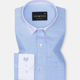 Historia Sky Blue White Cuff Collar Oxford Cotton Shirt - John Ellies